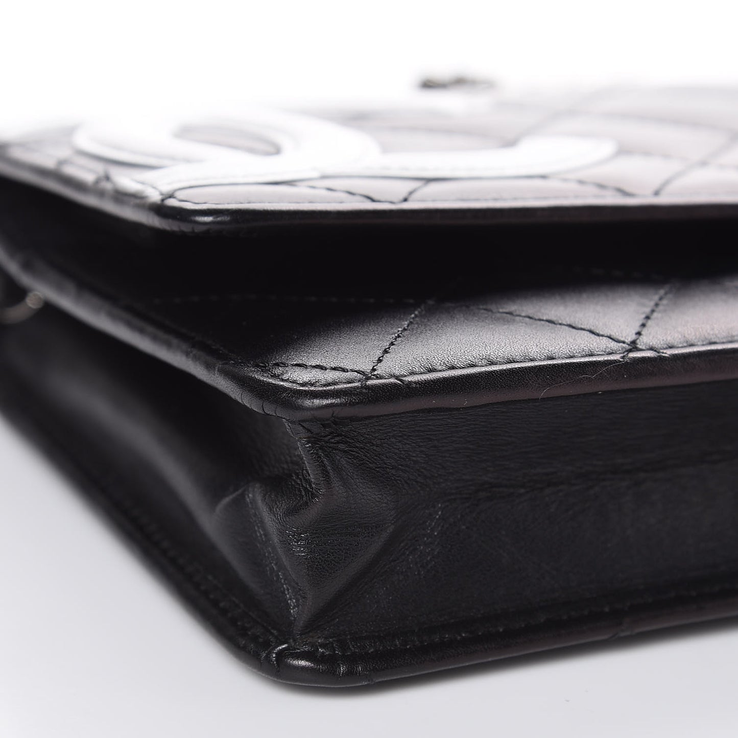 Calfskin Quilted Cambon Wallet On Chain WOC Black