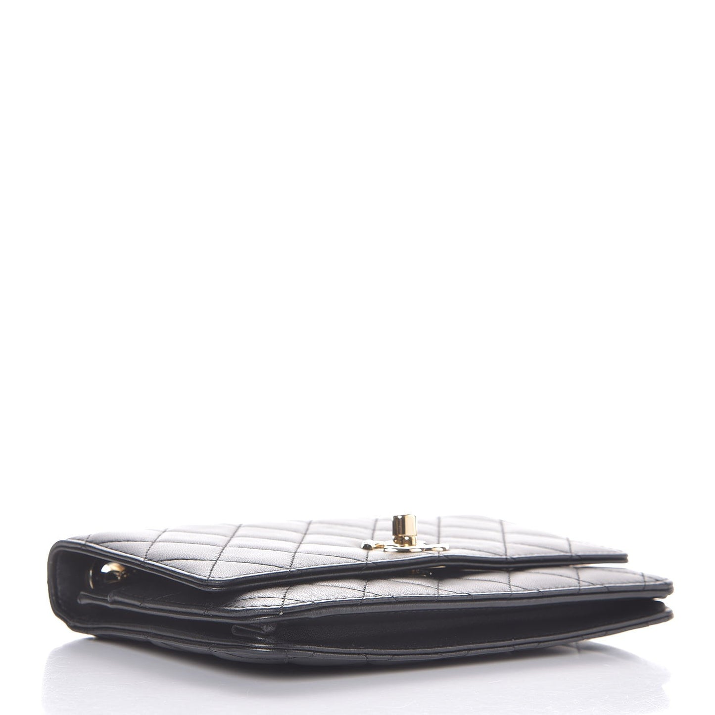 Lambskin Quilted Trendy CC Wallet On Chain WOC Black
