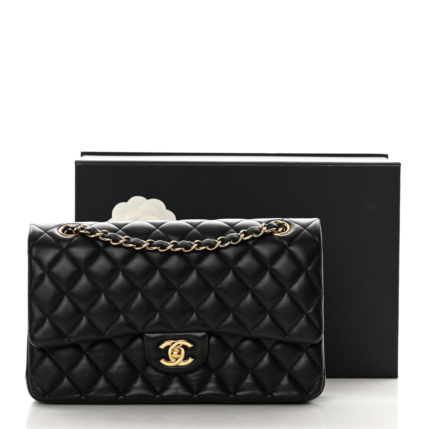 Chanel Lambskin Quilted Medium Double Flap Black 16 of 16