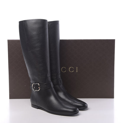 Gucci Calfskin Interlocking G Sachalin Riding Boots 38.5 Black 8 of 8