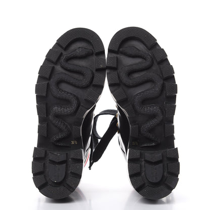 Gucci Calfskin Sylvie Web Lace Up Combat Boots Black 35.5 Black 5 of 12