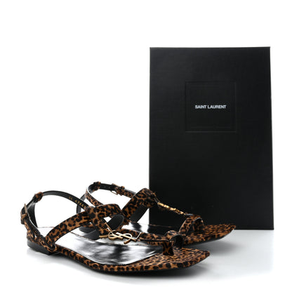 Saint Laurent Pony Hair Leopard Cassandra Monogram Sandals 40.5 Naturale 10 of 10