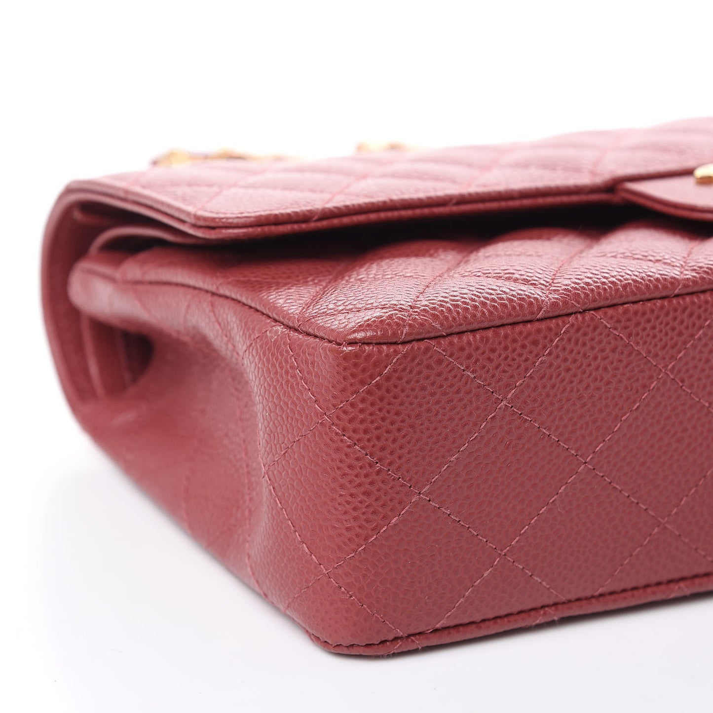 Caviar Quilted Medium Double Flap Dark Pink