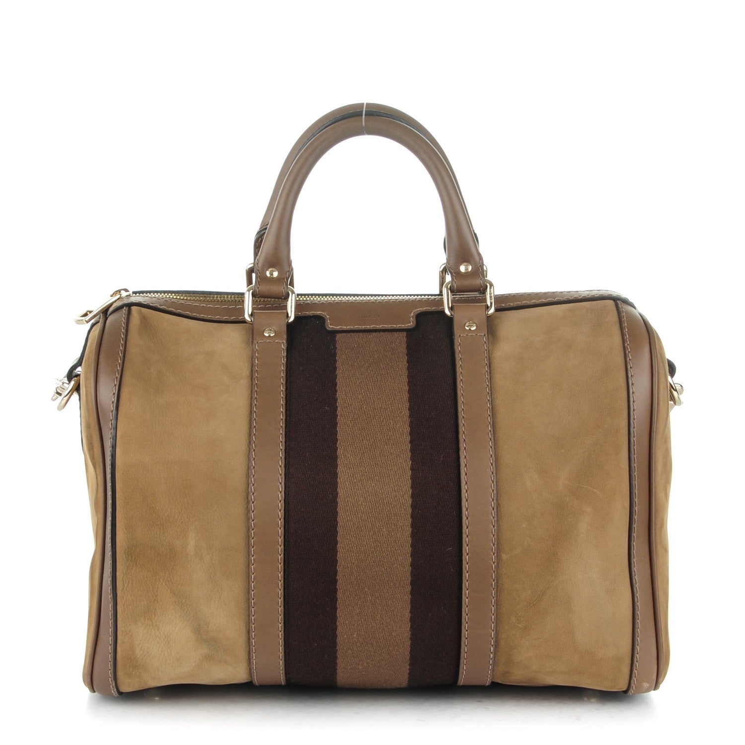 Gucci Nubuck Vintage Web Medium Boston Beige 1 of 8