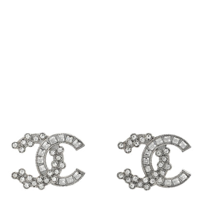 Chanel Crystal CC Embellished Earrings Silver 1 of 4