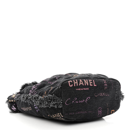 Chanel Denim Quilted Mood Bucket With Chain Black Multicolor 4 of 10