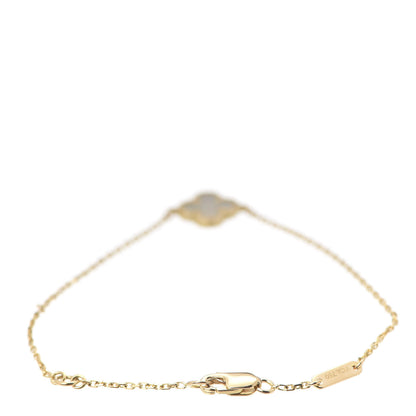 Van Cleef & Arpels 18K Yellow Gold Mother of Pearl Sweet Alhambra Bracelet 3 of 7