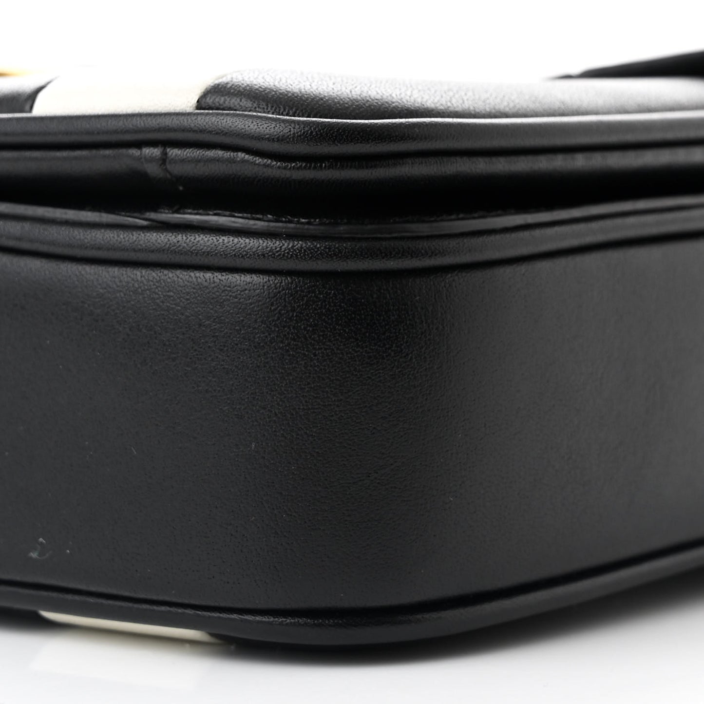 Shiny Calfskin Stripes Small C Bag Black