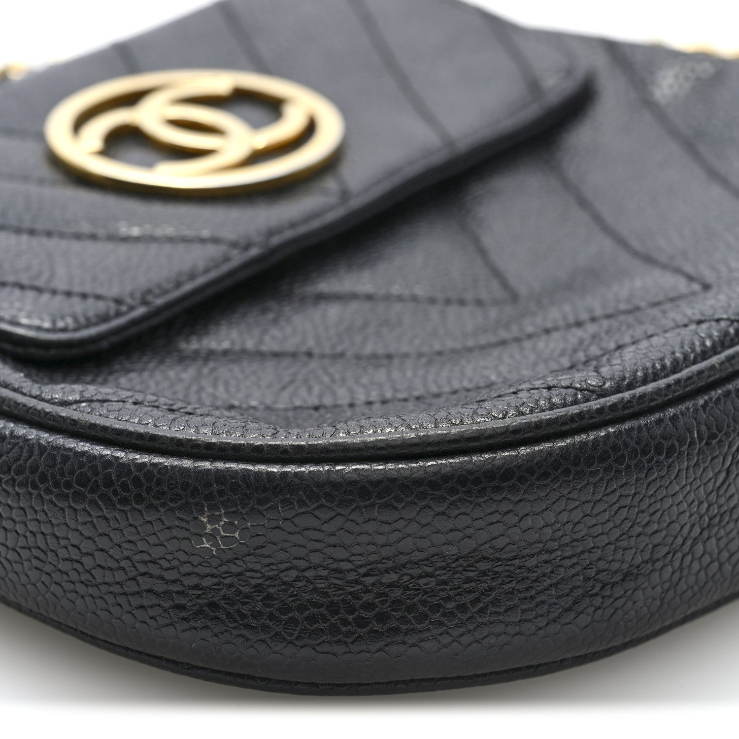 Chanel Caviar Chevron CC Shoulder Bag Black 8 of 9