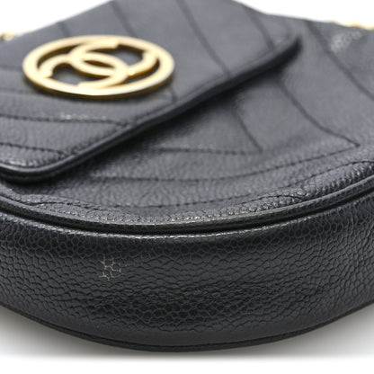 Chanel Caviar Chevron CC Shoulder Bag Black 8 of 9