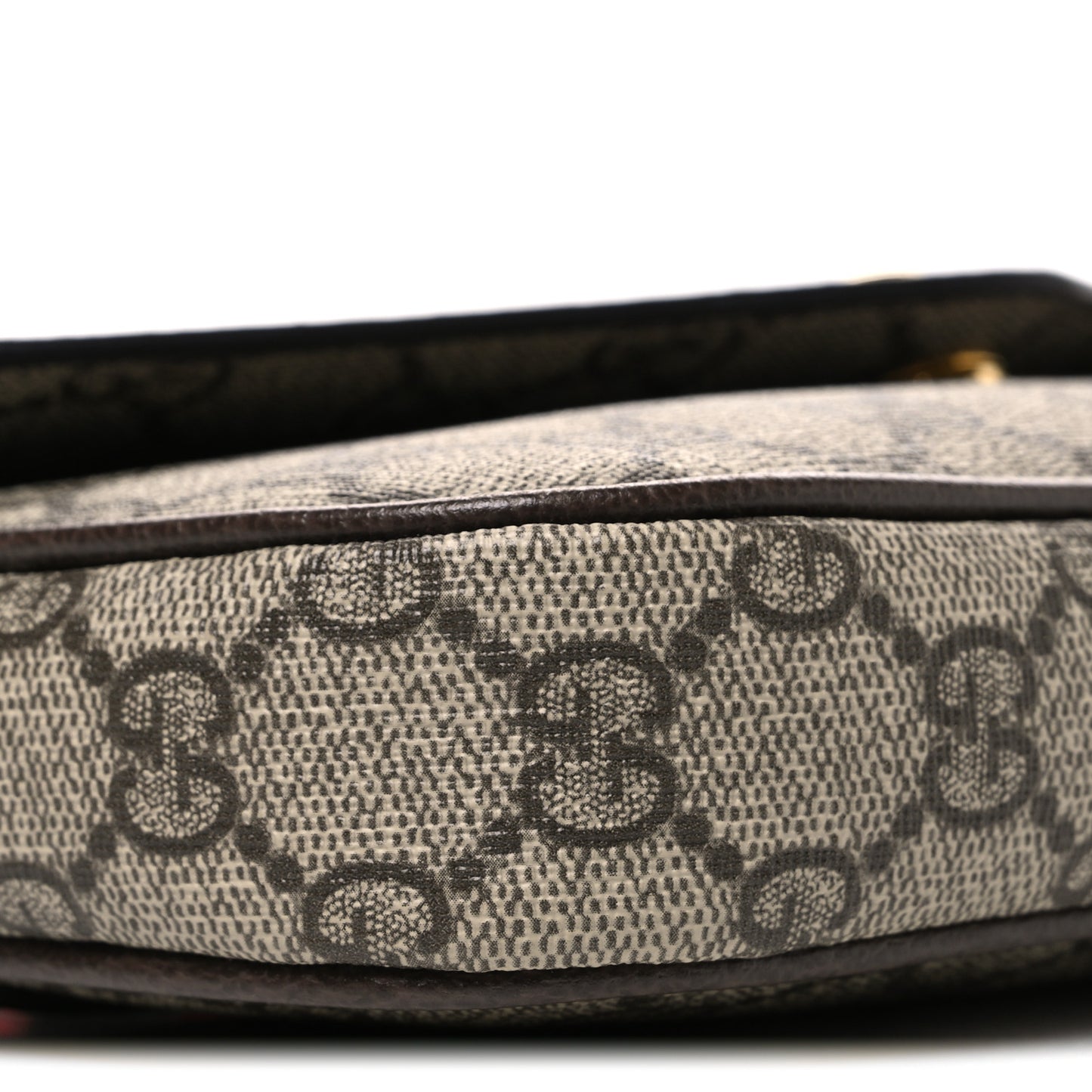 GG Supreme Monogram Textured Dollar Calfskin Web Mini Ophidia Envelope Shoulder Bag Beige Mystic White Oatmeal