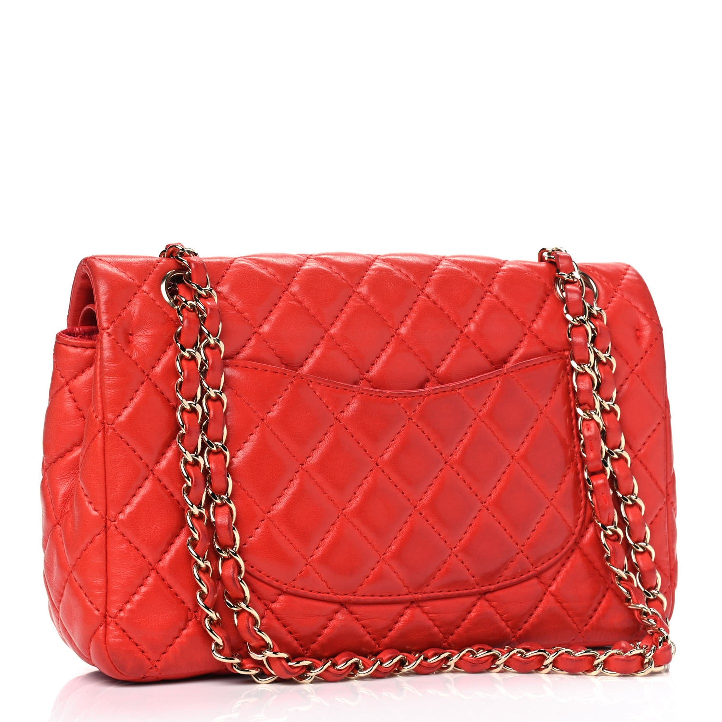 Lambskin Quilted Medium Double Flap Red
