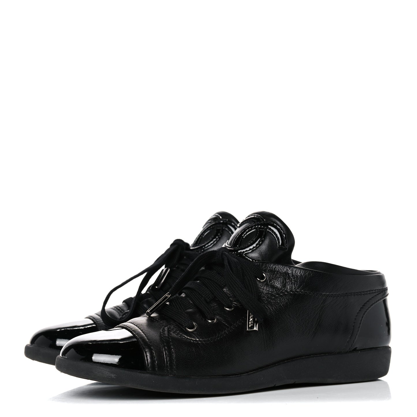 Lambskin Patent Cap Toe CC Sneakers 37.5 Black
