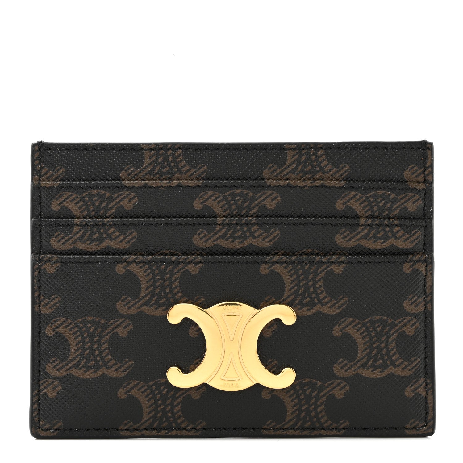 Celine Triomphe Canvas Triomphe Card Holder Tan 1 of 8