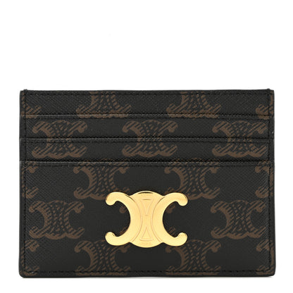 Celine Triomphe Canvas Triomphe Card Holder Tan 1 of 8