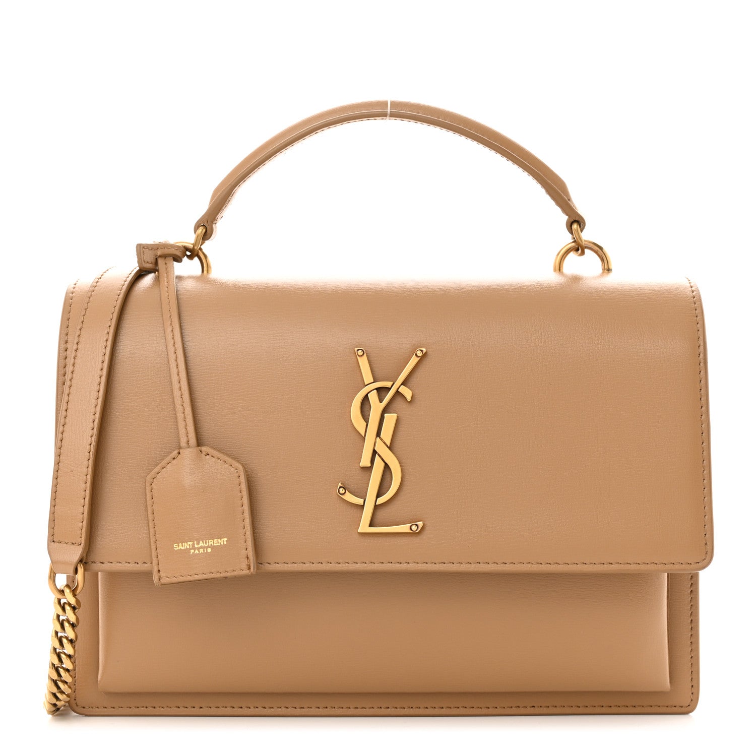 Saint Laurent Smooth Calfskin Medium Monogram Sunset Satchel Beige 1 of 10