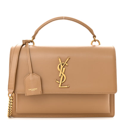 Saint Laurent Smooth Calfskin Medium Monogram Sunset Satchel Beige 1 of 10