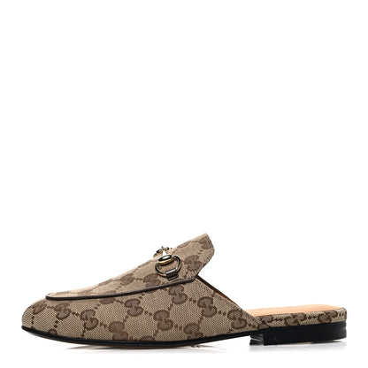 Gucci Canvas GG Monogram Horsebit Womens Princetown Slippers 35 Beige Ebony New Acero 1 of 10