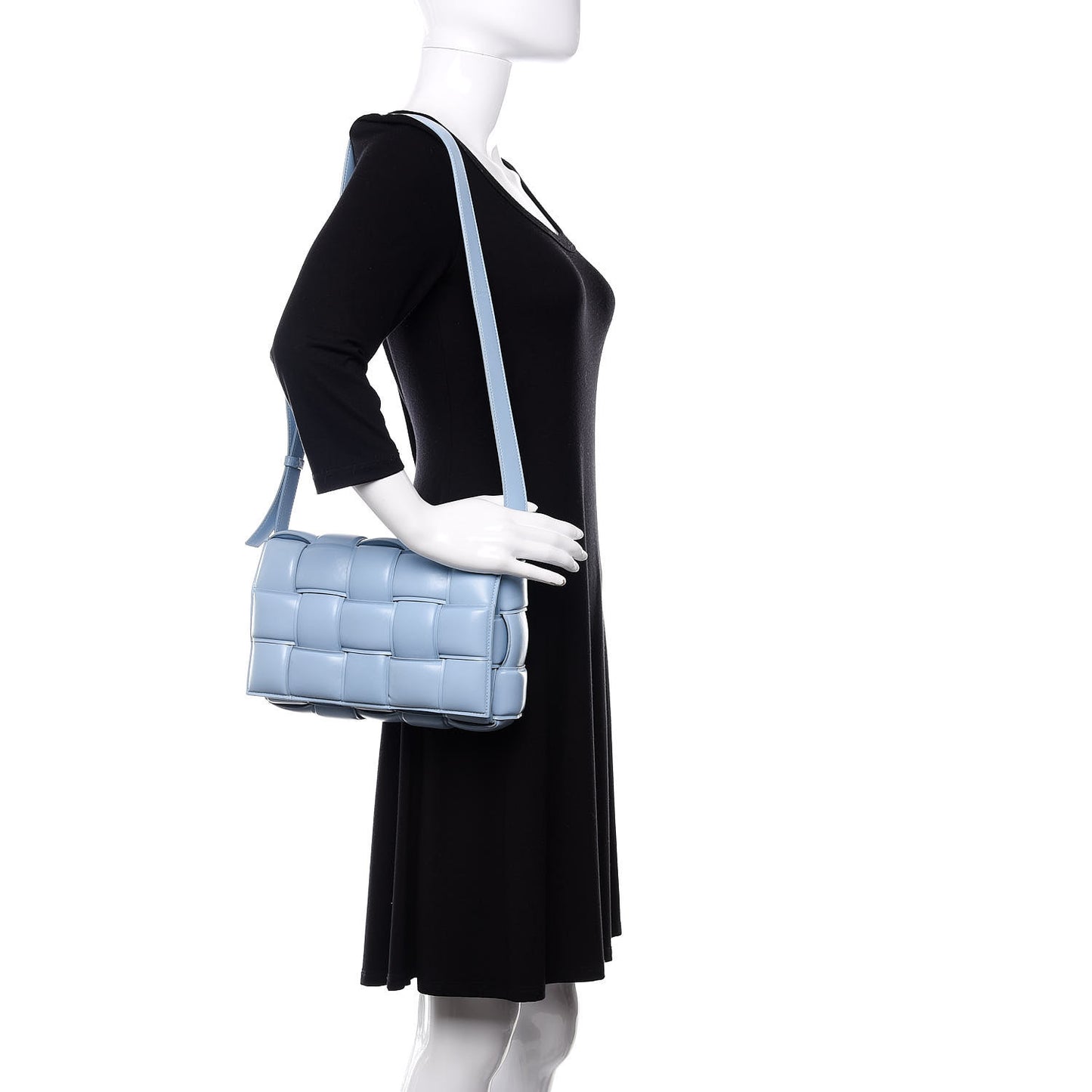 Nappa Maxi Intreccio Padded Cassette Crossbody Bag Ice
