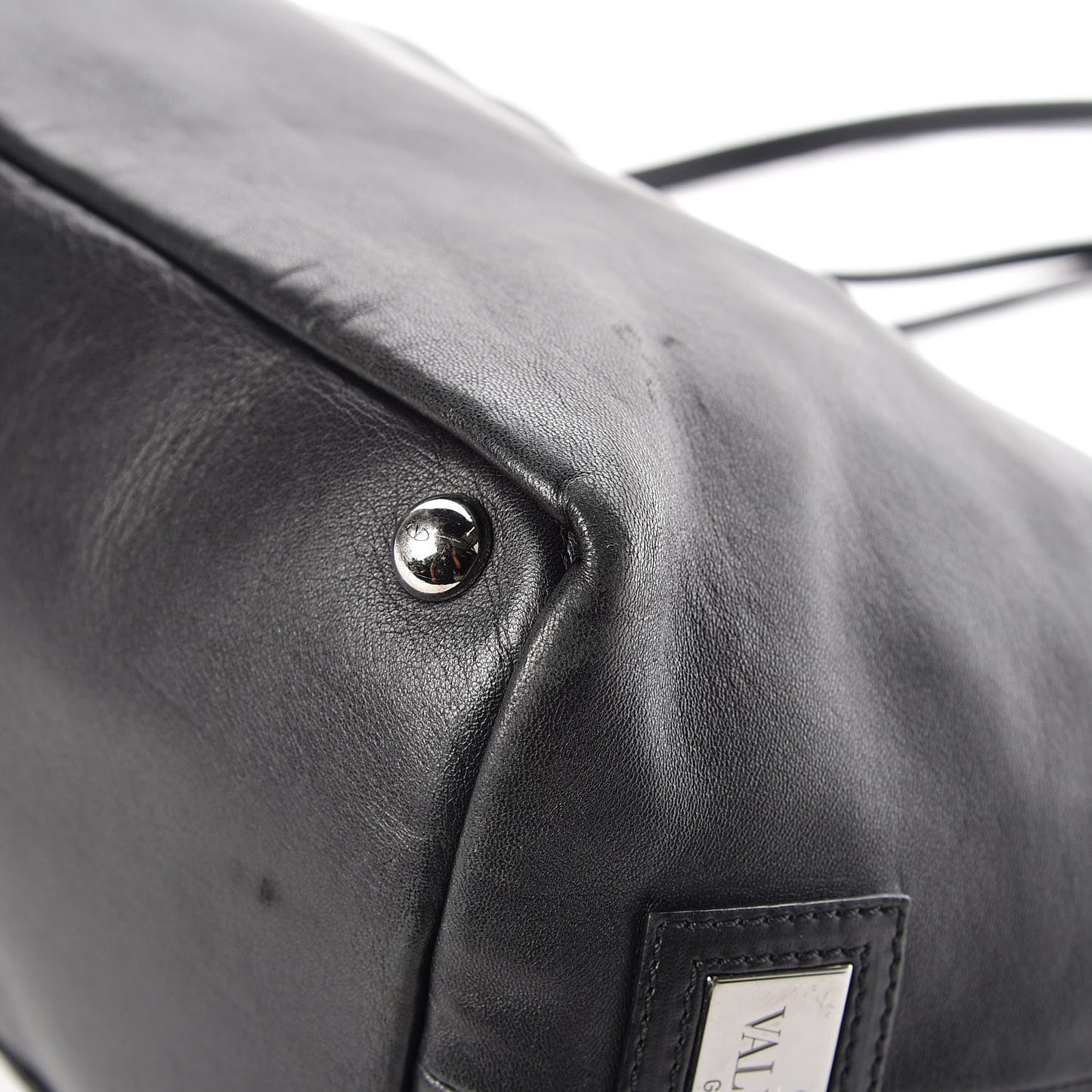 Nappa Studded Rosette Tote Black