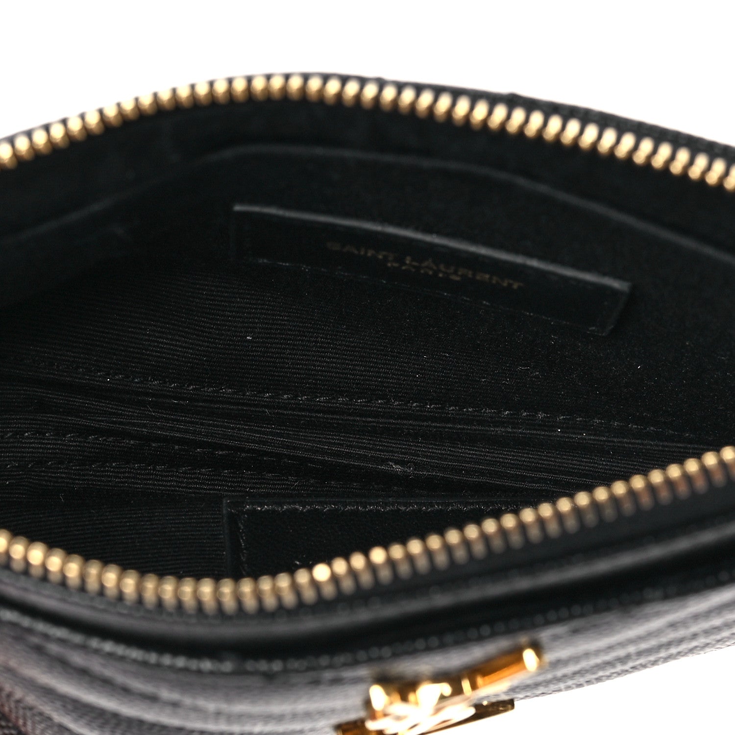 Saint Laurent Grain De Poudre Chevron Monogram Bill Pouch Black 5 of 6