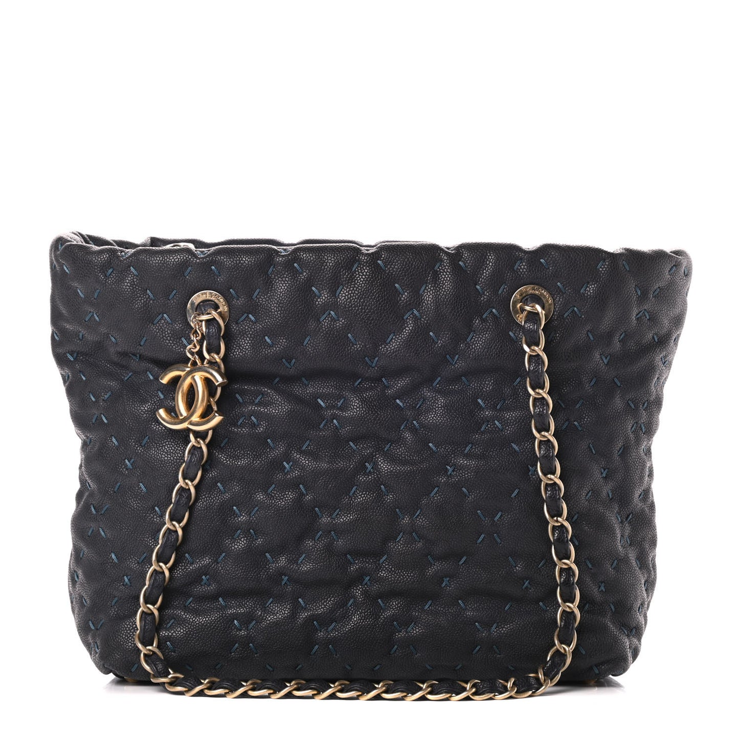 Caviar Stitched Tote Blue