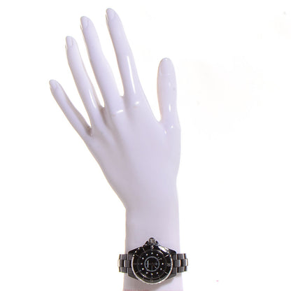 Chanel Stainless Steel Ceramic Diamond 33mm J12 Quartz Watch Black 2 of 6