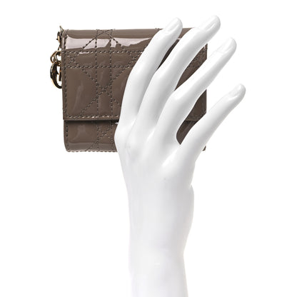 Christian Dior Patent Cannage Lady Dior Lotus Wallet Warm Taupe 2 of 7