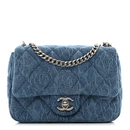 Chanel Denim Quilted Camellia Sweetheart Mini Flap Blue 1 of 10
