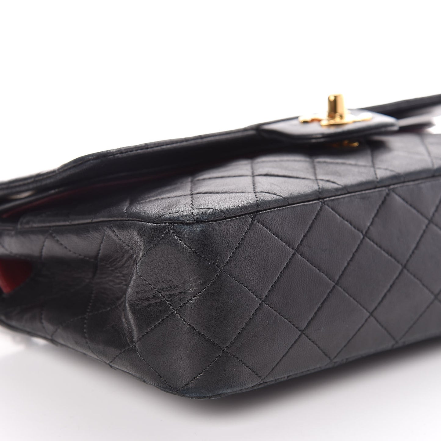Lambskin Quilted Medium Double Flap Black