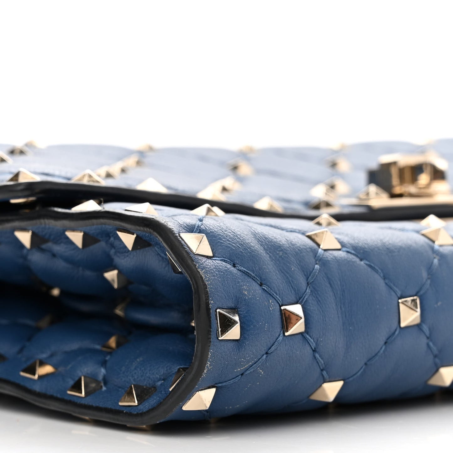 Nappa Rockstud Spike Wallet on Chain Pure Blue