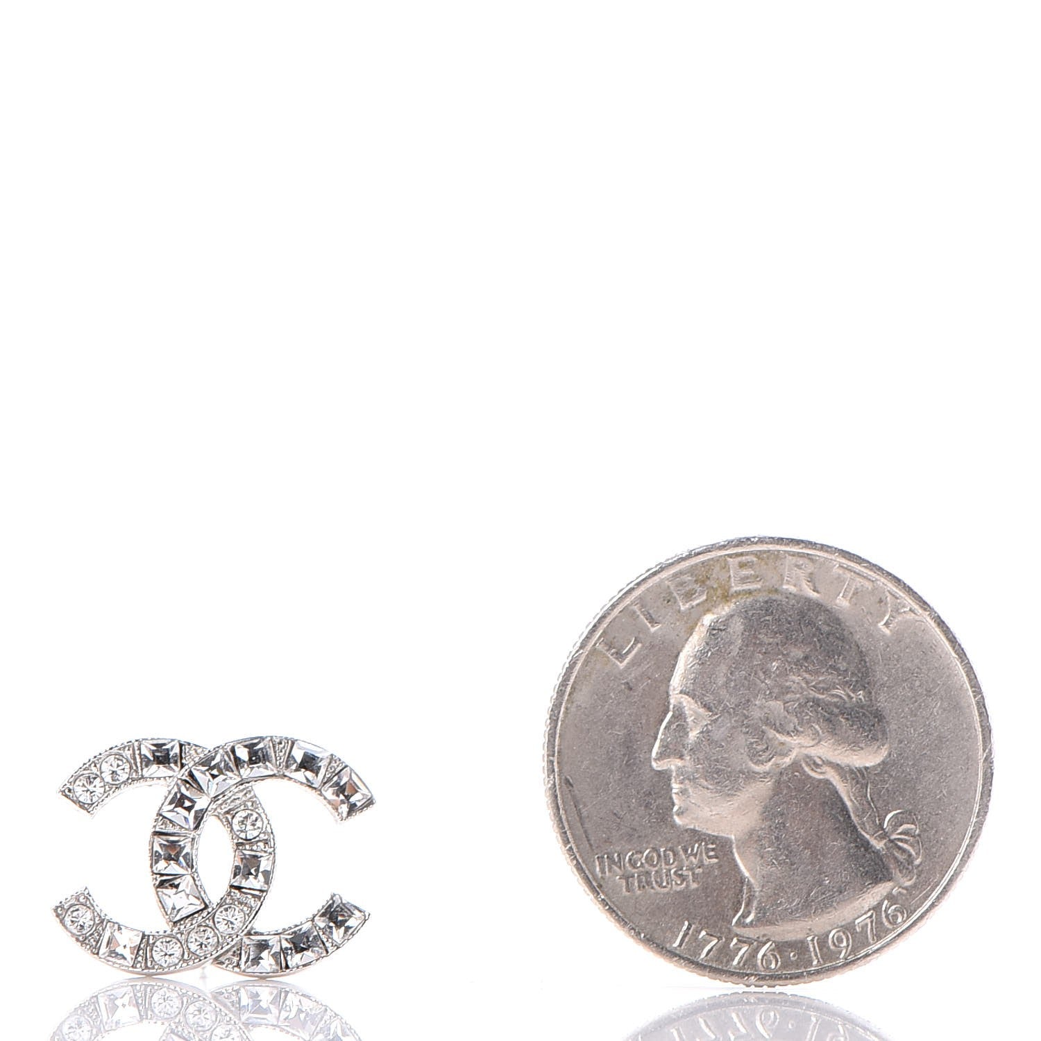 Chanel Baguette Crystal CC Earrings Silver 2 of 5