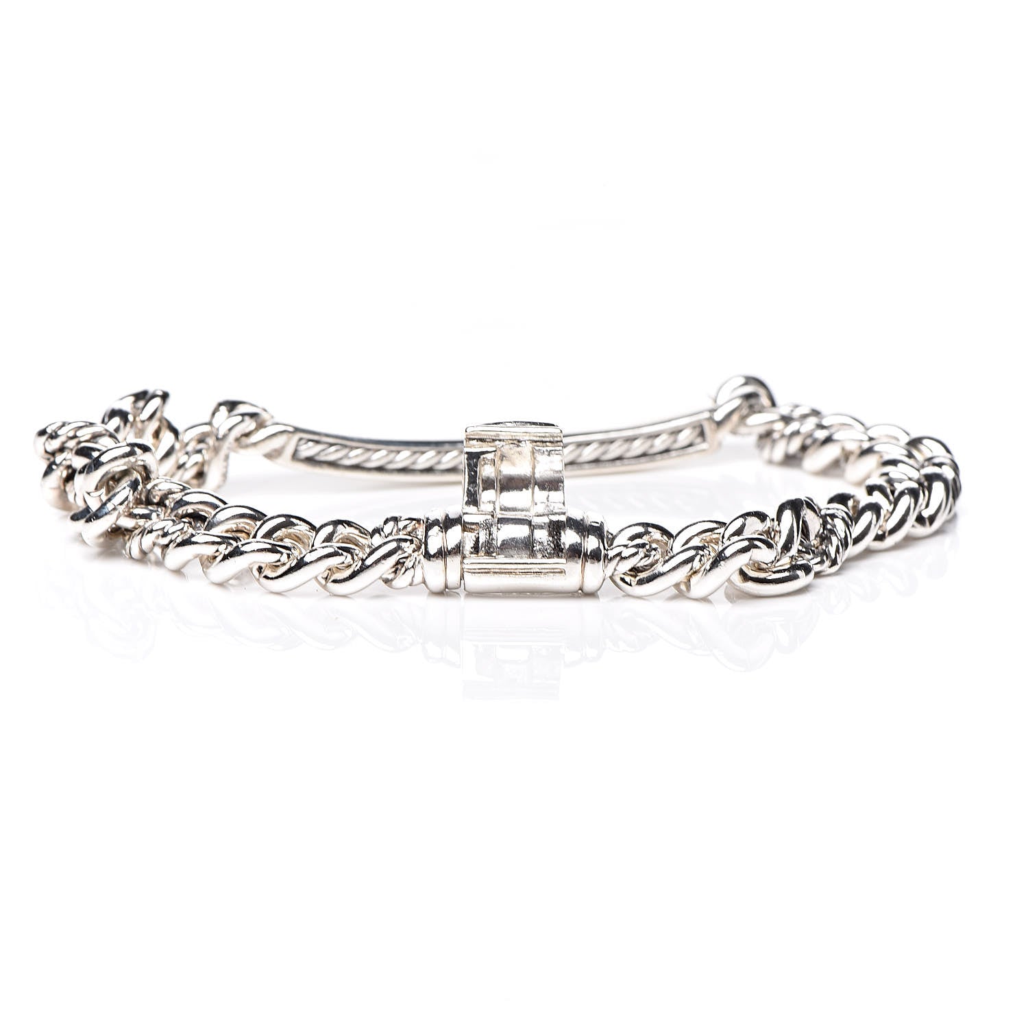 David Yurman Sterling Silver Diamond 7mm Petite Pave Curb Link ID Bracelet 5 of 5