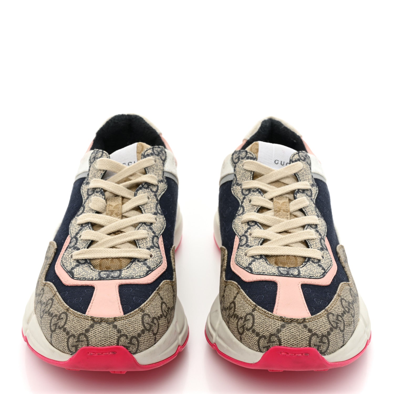 Gucci GG Supreme Monogram Mix Monogram Womens Rhyton Sneakers 39.5 London Blue Beige Pale Pink 2 of 17