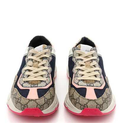 Gucci GG Supreme Monogram Mix Monogram Womens Rhyton Sneakers 39.5 London Blue Beige Pale Pink 2 of 17