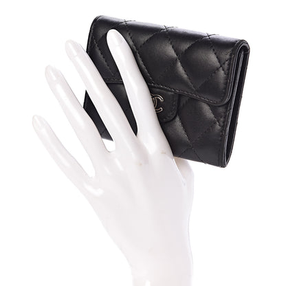 Chanel Lambskin Quilted Flap Card Holder Wallet Black 2 of 9