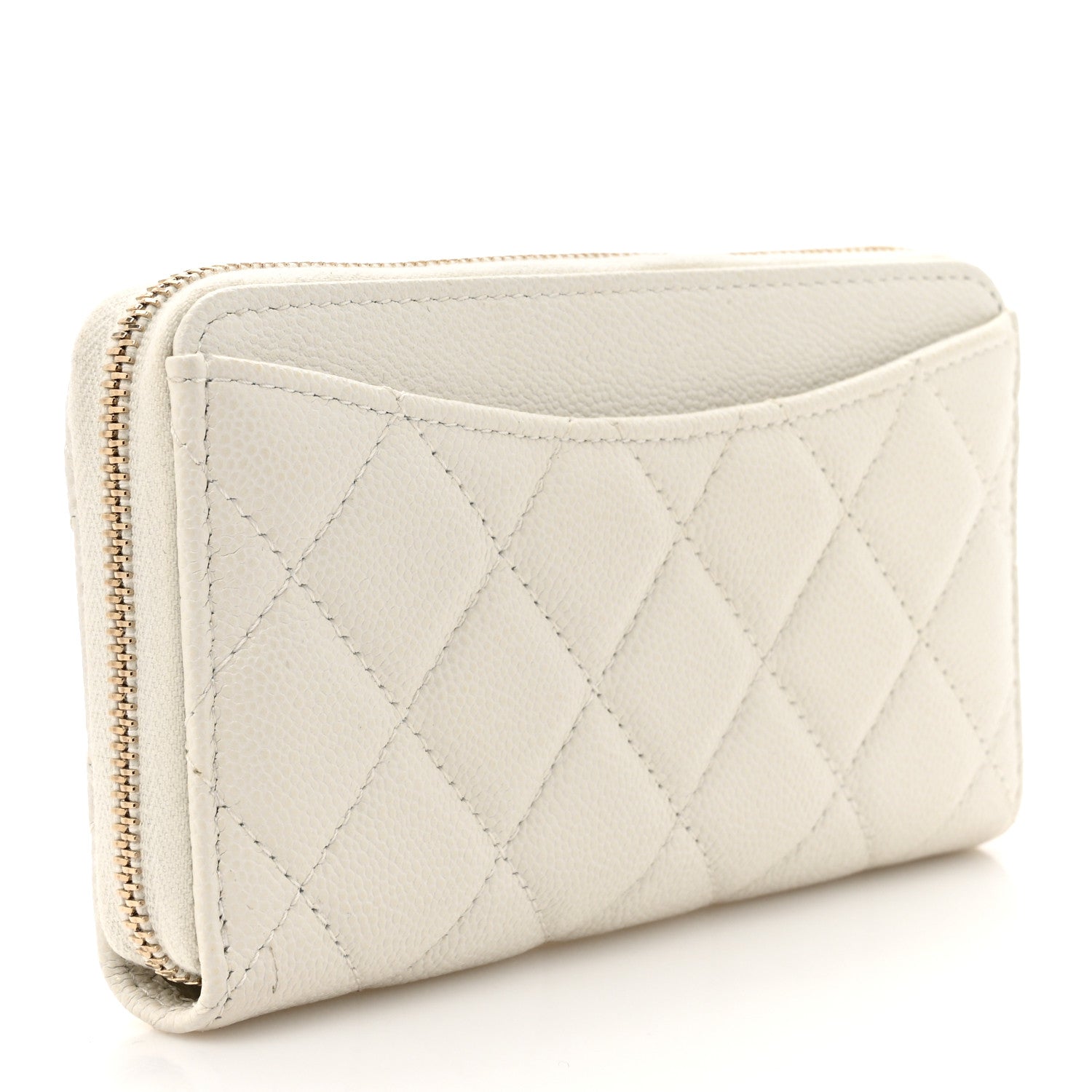 Chanel Caviar Quilted CC Medium Zip Around Wallet White 3 of 9