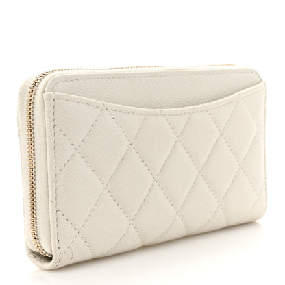 Chanel Caviar Quilted CC Medium Zip Around Wallet White 3 of 9