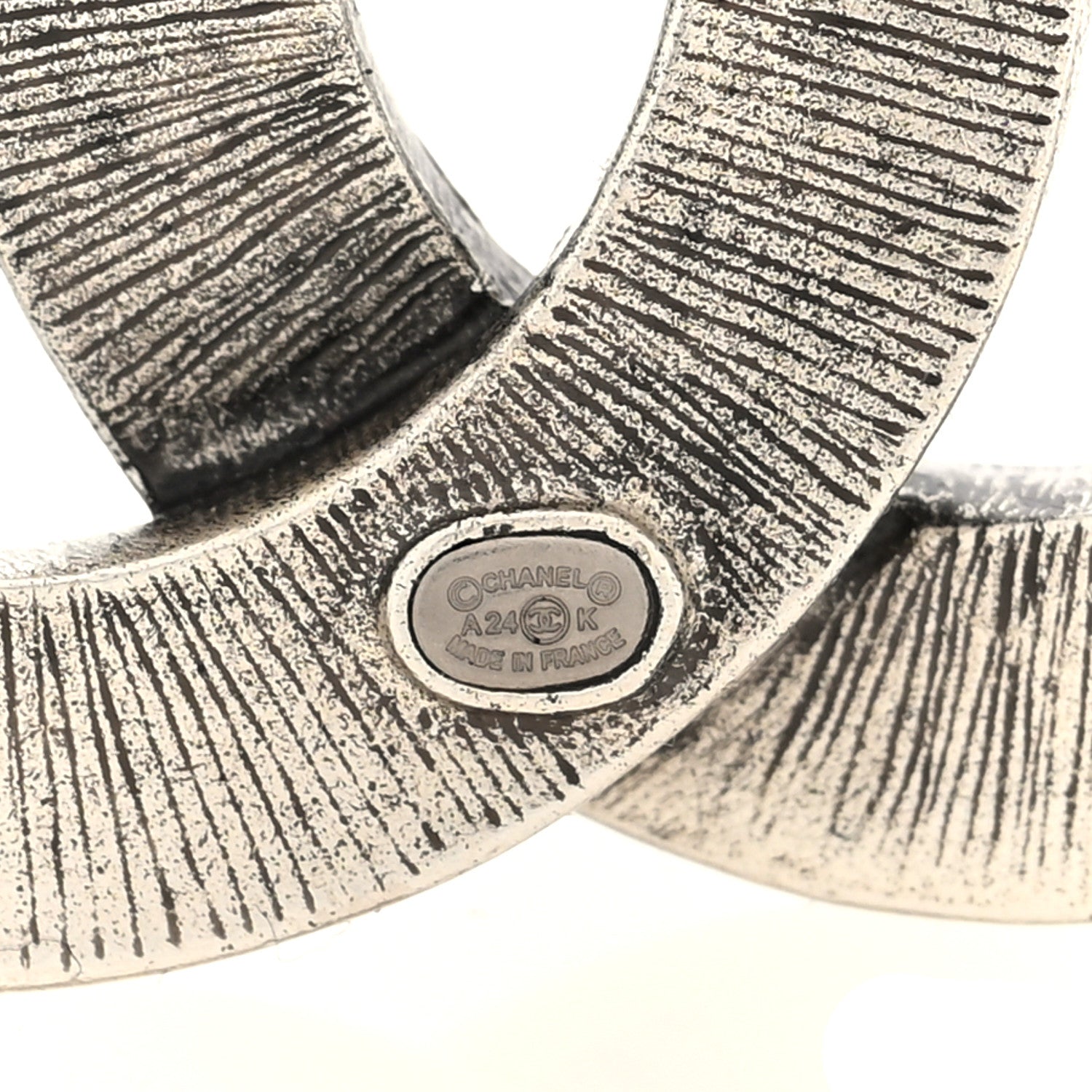 Chanel Ruthenium Twisted CC Brooch Silver 3 of 4