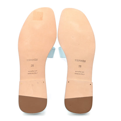 Hermes Epsom Oran Sandals 38 Bleu Littoral 6 of 9
