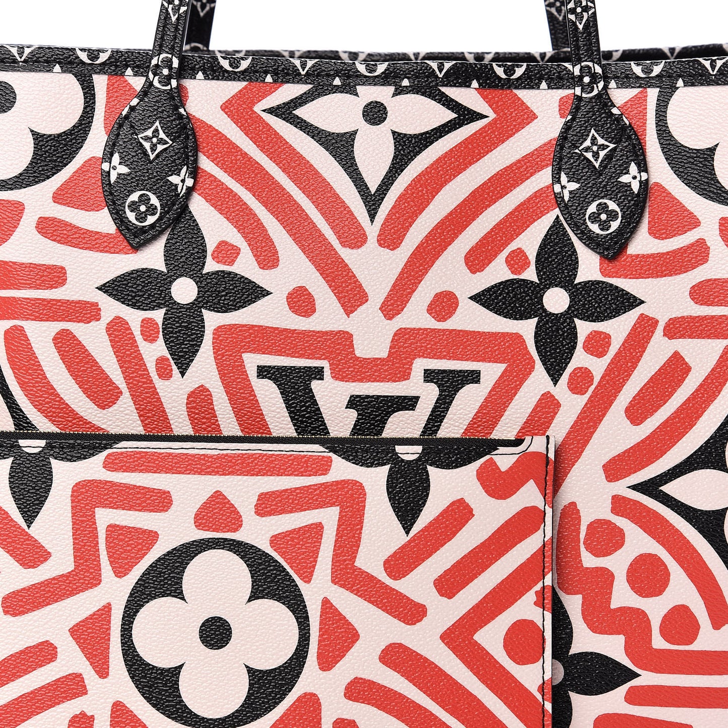 Monogram Giant Crafty Neverfull MM Creme Rouge Black