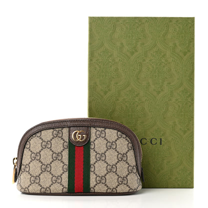 Gucci GG Supreme Monogram Textured Calfskin Web Medium Ophidia Cosmetic Case Beige Ebony New Acero 8 of 8