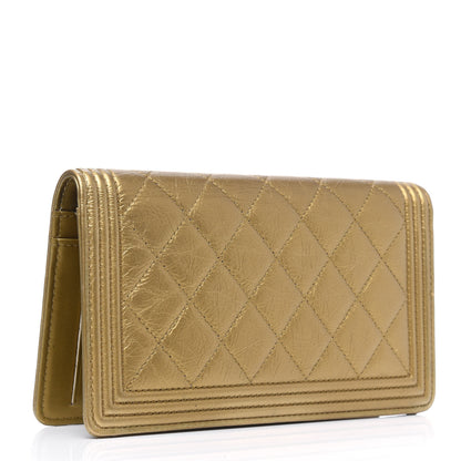 Chanel Metallic Aged Calfskin Quilted Boy Yen Wallet Gold 2 of 5
