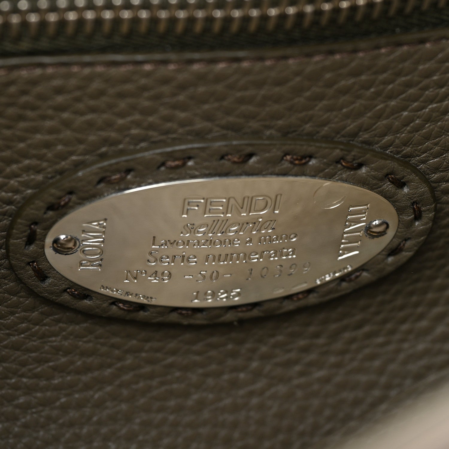Fendi Cuoio Romano Selleria Vitello Dolce Lace Up Medium Peekaboo Iconic Satchel Camelia Milk Grigio Polvere 6 of 15
