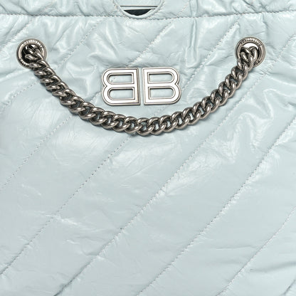 Balenciaga Crushed Calfskin Quilted Crush Small Tote Bag Light Blue 8 of 10
