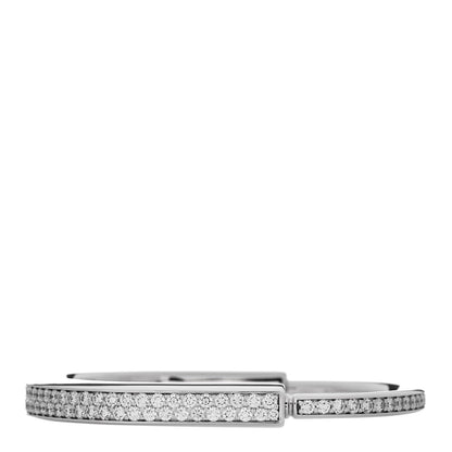 Tiffany 18K White Gold Diamond Tiffany Lock Bangle Pave Bracelet 1 of 4