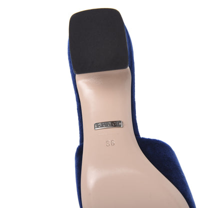 Gucci Velvet Crystal Square G Madelyn Mules 36 Cobalt Blue 6 of 11