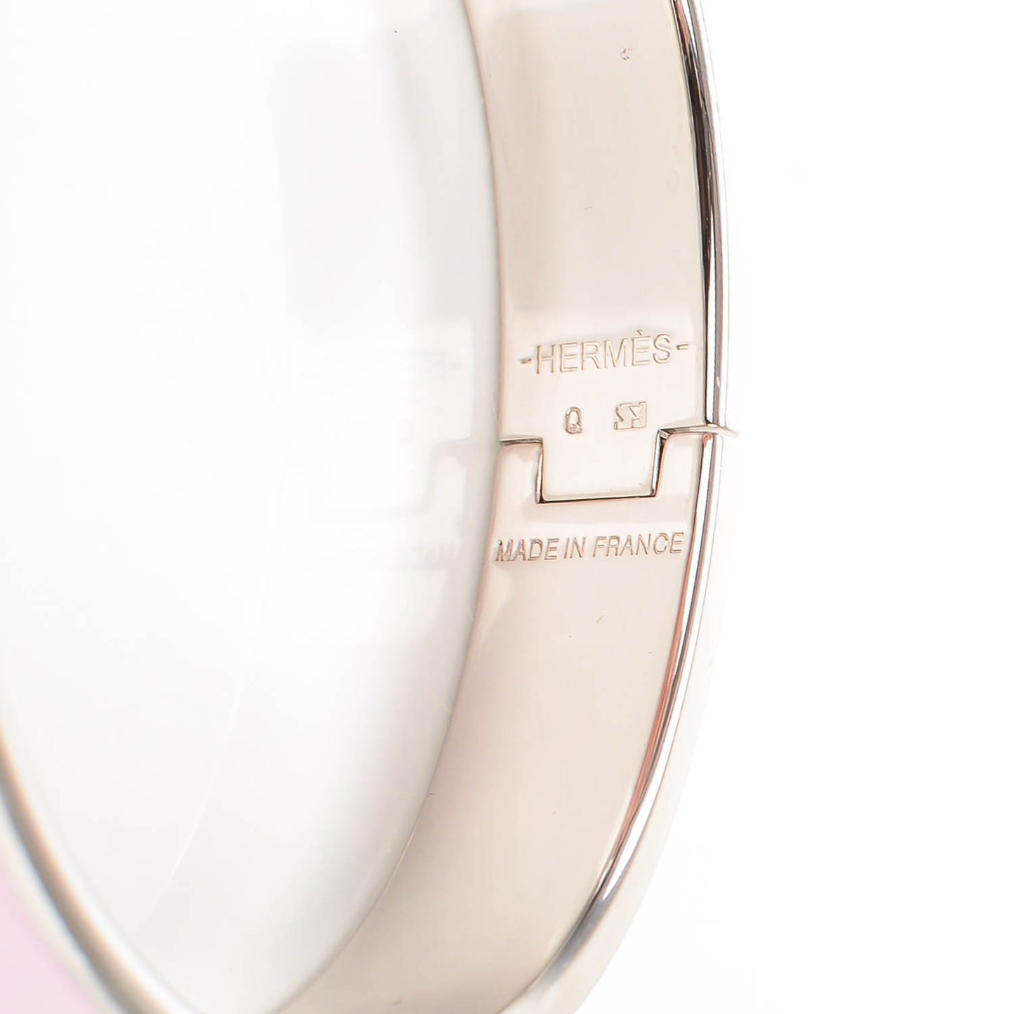 Enamel Narrow Clic Clac H Bracelet GM Rose Poudre