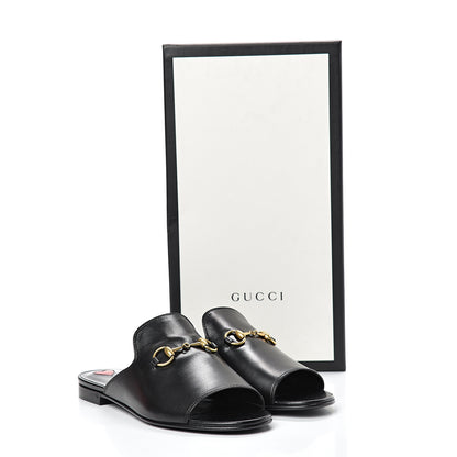 Gucci Malaga Kid Horsebit Slide Sandals 36 Black 8 of 8