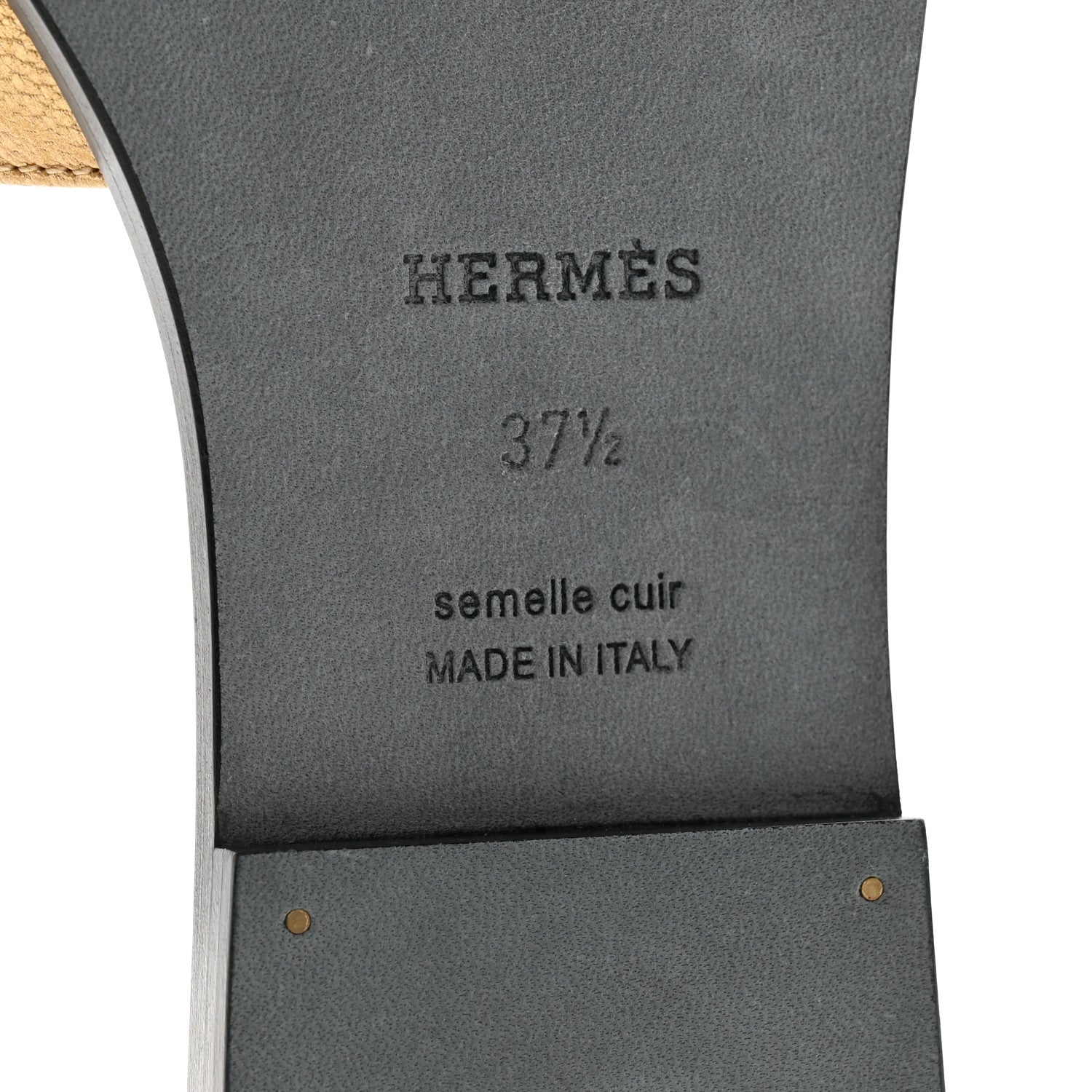 Hermes Metallic Chevre Oran Sandals 37.5 Dore 6 of 10